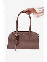 Kabelka s přívěskem a sponami eko semiš tmavě béžová Violette