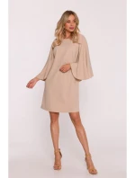 S426 Mini šaty s netopýřími rukávy - béžové S426 Mini šaty s netopýřími rukávy - béžové