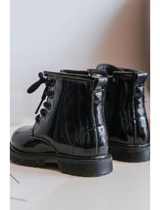 Dětské lakované kotníkové boty na zip, Black Tibbie