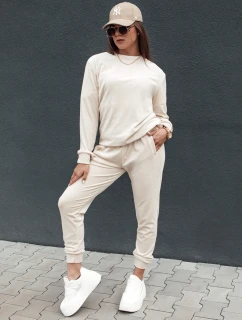 Dámská velurová souprava URBANVELVET ecru FashionStreet AY1058