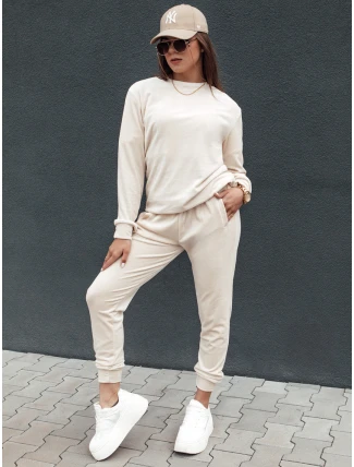 Dámská velurová souprava URBANVELVET ecru FashionStreet AY1058