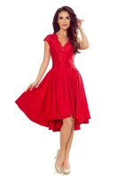 300-2 PATRICIA - šaty s delšími zády a krajkovým výstřihem - ČERVENÉ