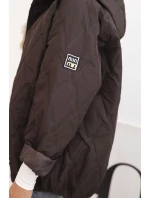 Dámská prošívaná bunda s kapucí hnědá