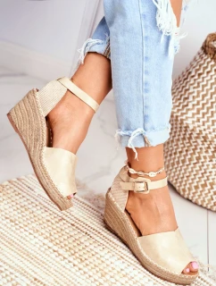 Sandály Na Pleteném Klínu Zlaté Maritta