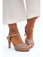 Ozdobené sandály na podpatku D&A MR1038-44 Růžové Zlato