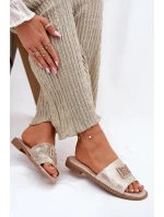 Dámské Sandály Na Plochém Podpatku S Ozdobou KV51-089 Zlaté