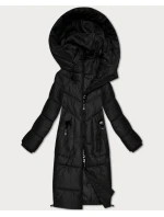 Černá vypasovaná zimní bunda v délce do poloviny stehen S'West (B/R8535-1)