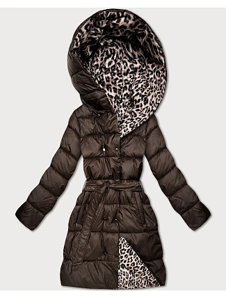 Oboustranná zimní bunda plus size chocolate/panther (M6-6008-103) Oboustranná zimní bunda plus size chocolate/panther (M6-6008-103)