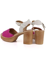 Růžovo-béžové kožené sandály na podpatku Vinceza 26-66943