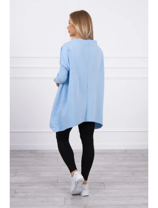 Oversize mikina s asymetrickými boky modrá Oversize mikina s asymetrickými boky modrá