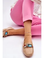 Dámské semišové mokasíny s krystaly Béžove Lucille