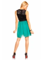 Dámské párty šaty MAYAADI bez rukávů s krajkou krátké černo zelené - Černá - MAYAADI