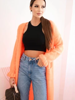 Dámský kardigan s vlnou v barevných pruzích růžový