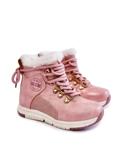 Dětské zateplené kozačky na zip Big Star KK374177 Růžove