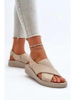 kožené sandály na klínu Černé Morgan