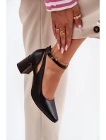 Kožené Lodičky Na Podpatku Maciejka K6816-01 Černé