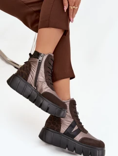 Zateplené dámské boty na platformě Vinceza – hnědé