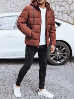 Pánská prošívaná zimní bunda s kapucí FashionStreet brick TX5062 Pánská prošívaná zimní bunda s kapucí FashionStreet brick TX5062