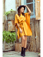 SOFIA - Dámské motýlkové šaty v medové barvě 287-1
