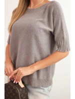 Dámský svetr z viskózy s krátkým rukávem cappuccino Dámský svetr z viskózy s krátkým rukávem cappuccino