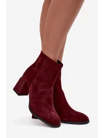 Dámské kotníkové boty z přírodní semišové kůže na podpatku vyhřívané D&A CR52-718 bordó Dámské kotníkové boty z přírodní semišové kůže na podpatku vyhřívané D&A CR52-718 bordó