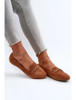 Lesklé dámské mokasíny s řetízkem Velbloudí Aredilla Lesklé dámské mokasíny s řetízkem Velbloudí Aredilla