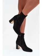 Dámské botky Amelisse – černé, na podpatku, zateplené se zlatým detailem