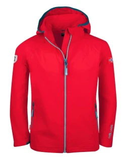 Softshellová bunda s kapucí pro holky/chlapce Trollkids Kids Kvalvika Jacket červená (328-414)