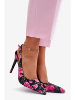 Ozdobené Sandály Na Podpatku S Růžemi Černé Vevessa Ozdobené Sandály Na Podpatku S Růžemi Černé Vevessa