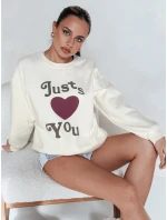 Dámská mikina s potiskem JUST LOVE YOU béžová FashionStreet BY1476 Dámská mikina s potiskem JUST LOVE YOU béžová FashionStreet BY1476