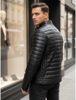 Pánská zimní prošívaná kožená bunda černá FashionStreet TX5113