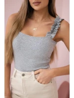 Halenka bez ramínek s volánky šedá Halenka bez ramínek s volánky šedá