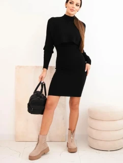 Dámský komplet viskózový blůza s šaty černý