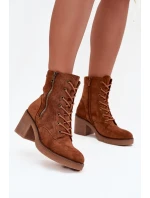 Zateplené dámské kotníkové boty s šněrováním a zipy Camel Paressa