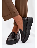 Kožené dámské mokasiny na platformě Vinceza 39974 Černé