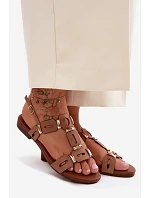 Dámské sandály Ploché Světle hnědé PL61-0903