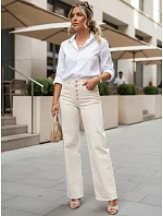 Dámské džíny s vysokým pasem a širokými nohavicemi ecru FashionStreet UY3052