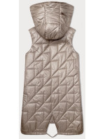 Světle béžová prošívaná dámská vesta s asymetrickou spodní částí S'West (B8237-51)