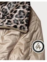 Dwustronna pikowana kurtka ze stójką Goodlookin beżowa-panterka (B8579-12)