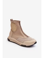 Dámské kožené boty s zipem Maciejka 06297-22 béžové