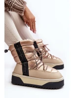 Dámské sněhové boty s tlustou podrážkou veganské DFranklin DFSH371006 Bežové