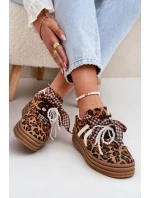 Dámské tenisky na platformě s ozdobami v panterovém vzoru hnědé Vinness