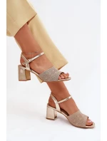 Dámské Sandály Na Sloupkovém Podpatku Zlaté Sarena