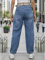 Dámské pytlovité modré džíny s páskem FashionStreet UY2945