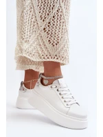 Kožené Dámské Tenisky S Náramkem CheBello 4406 Bílé Kožené Dámské Tenisky S Náramkem CheBello 4406 Bílé