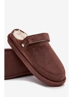 Dámské pantofle s páskem Vyhřívané s kožešinkou Čokoládové Rilena