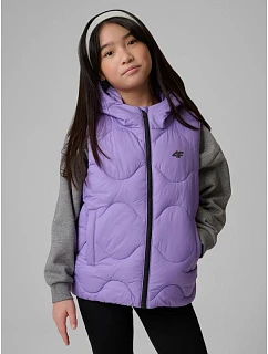 Dívčí bunda bez rukávů s kapucí 4F 4FJRSS26TVJAF355-51S dětská