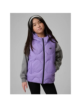 Dívčí bunda bez rukávů s kapucí 4F 4FJRSS26TVJAF355-51S dětské