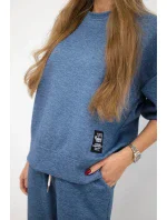 Komplet máslová látka teplákové + kalhoty džínový melír