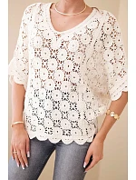 Dámský letní krajkový svetr s knoflíky a dlouhým rukávem černý